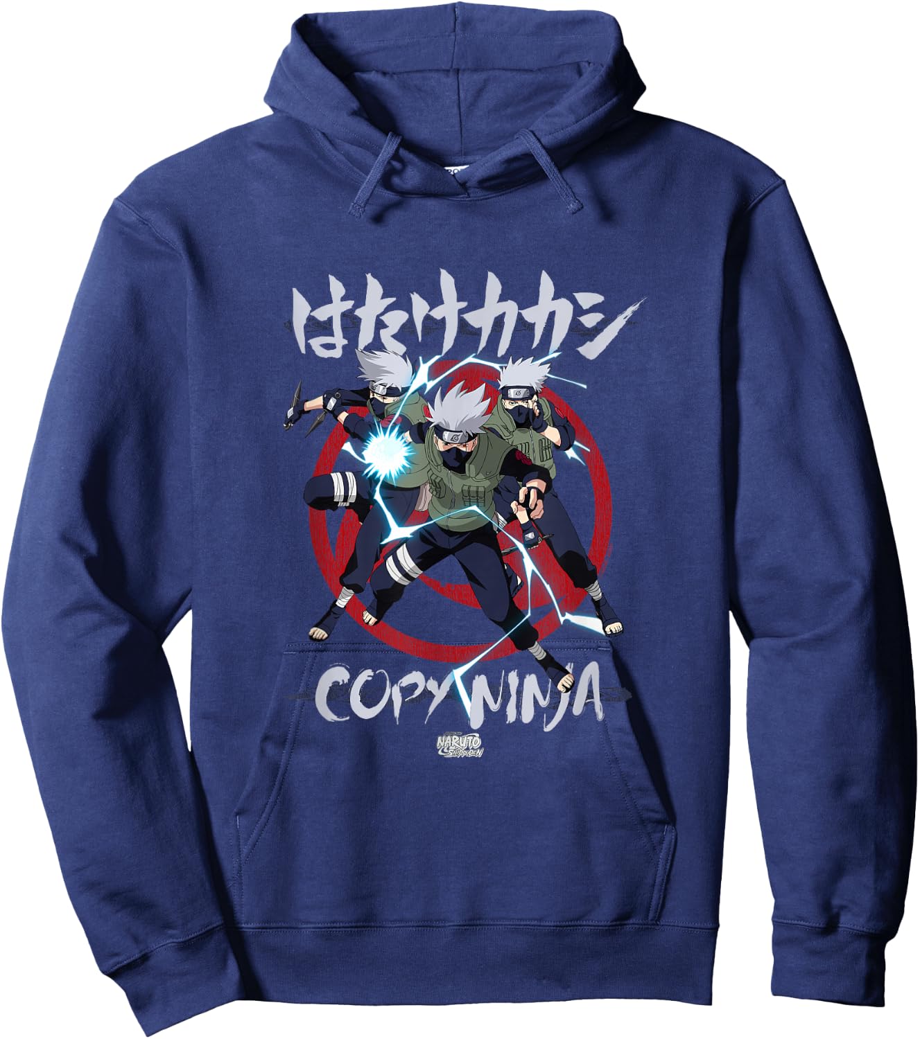 Naruto Shippuden Kakashi Copy Ninja Lightning Anime Hoodie - Hoodie | Navy