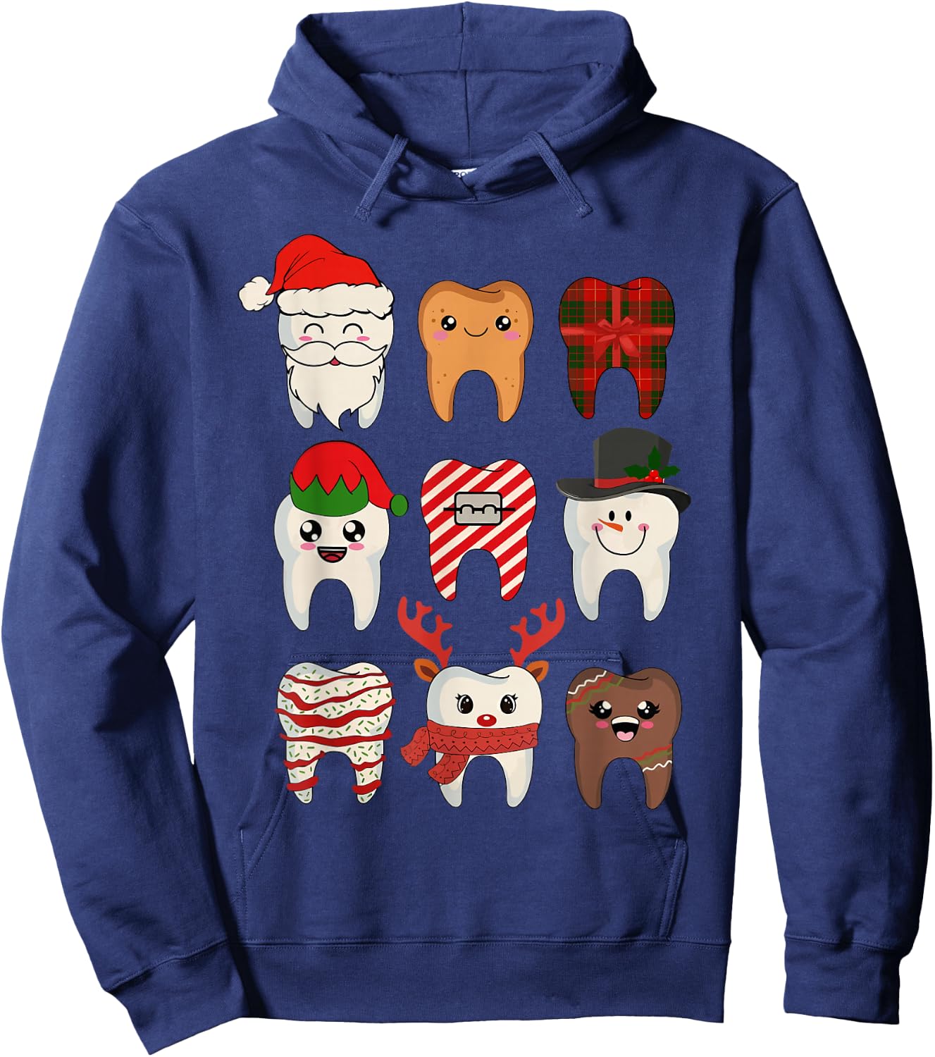 Christmas Teeth Dentist Xmas Reindeer Santa Squad Pajamas Hoodie - Hoodie | Navy