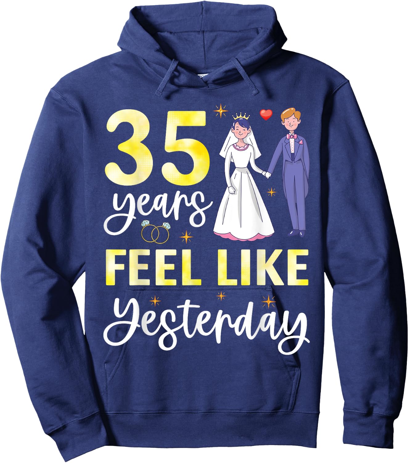 Husband Wife 35 Years Feel Like Yesterday Marry Anniversary Hoodie - Hoodie | Navy
