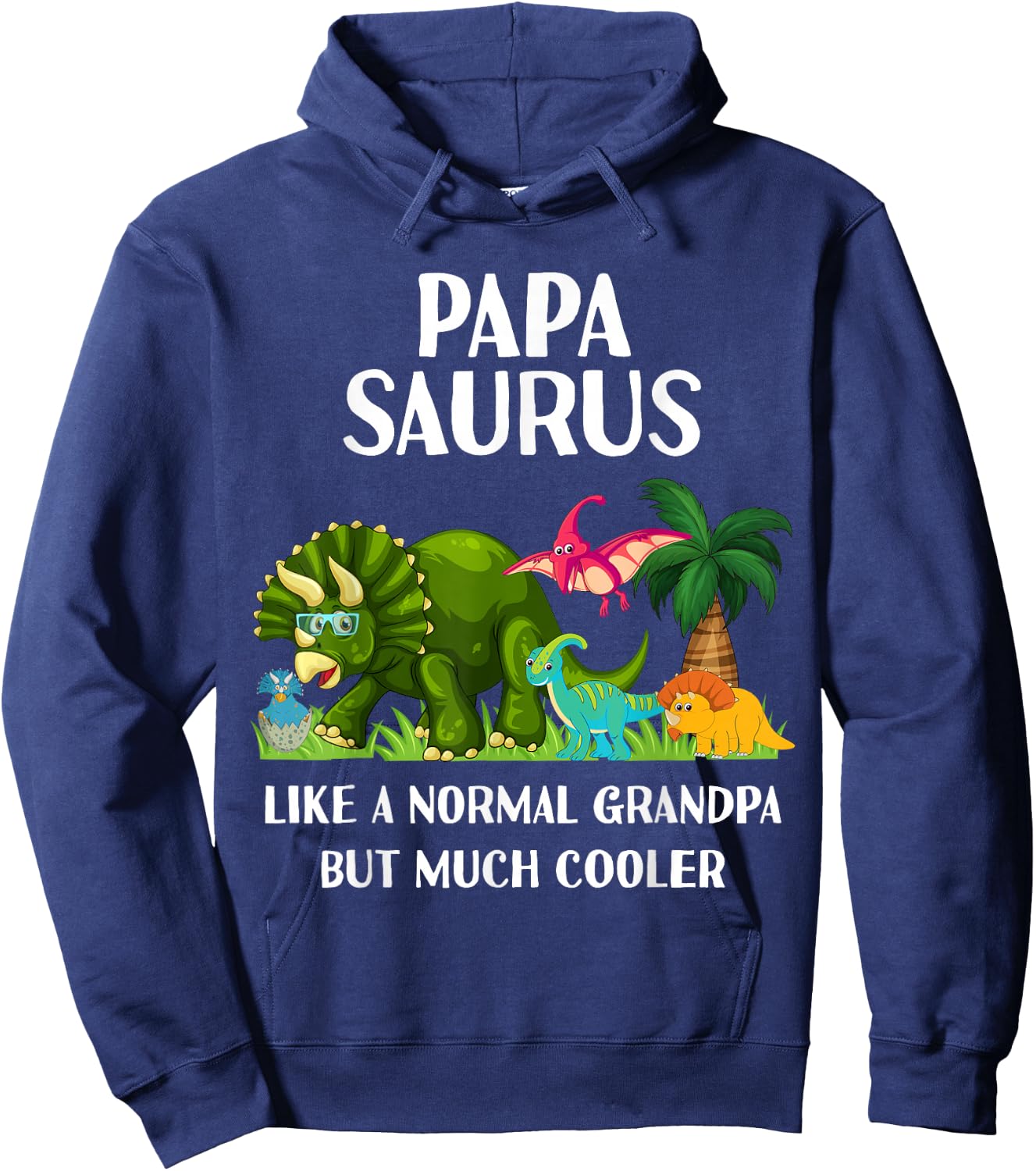 Papa Saurus Grandpasaurus Grandpa Dinosaur Men Matching Hoodie - Hoodie | Navy