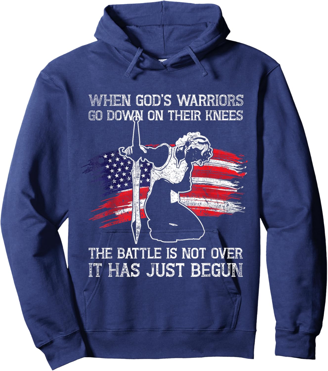 Christian American The Battle Is Not Over Patriotic Prayer Women Men Hoodie - Hoodie | Navy