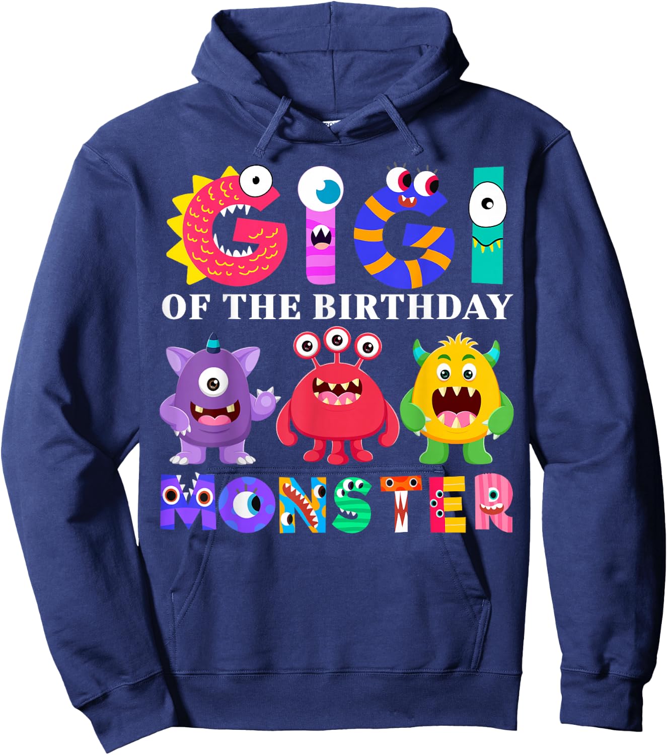 Gigi Little Monster Kids 1st Birthday Party Family Monster Hoodie - Hoodie | Navy