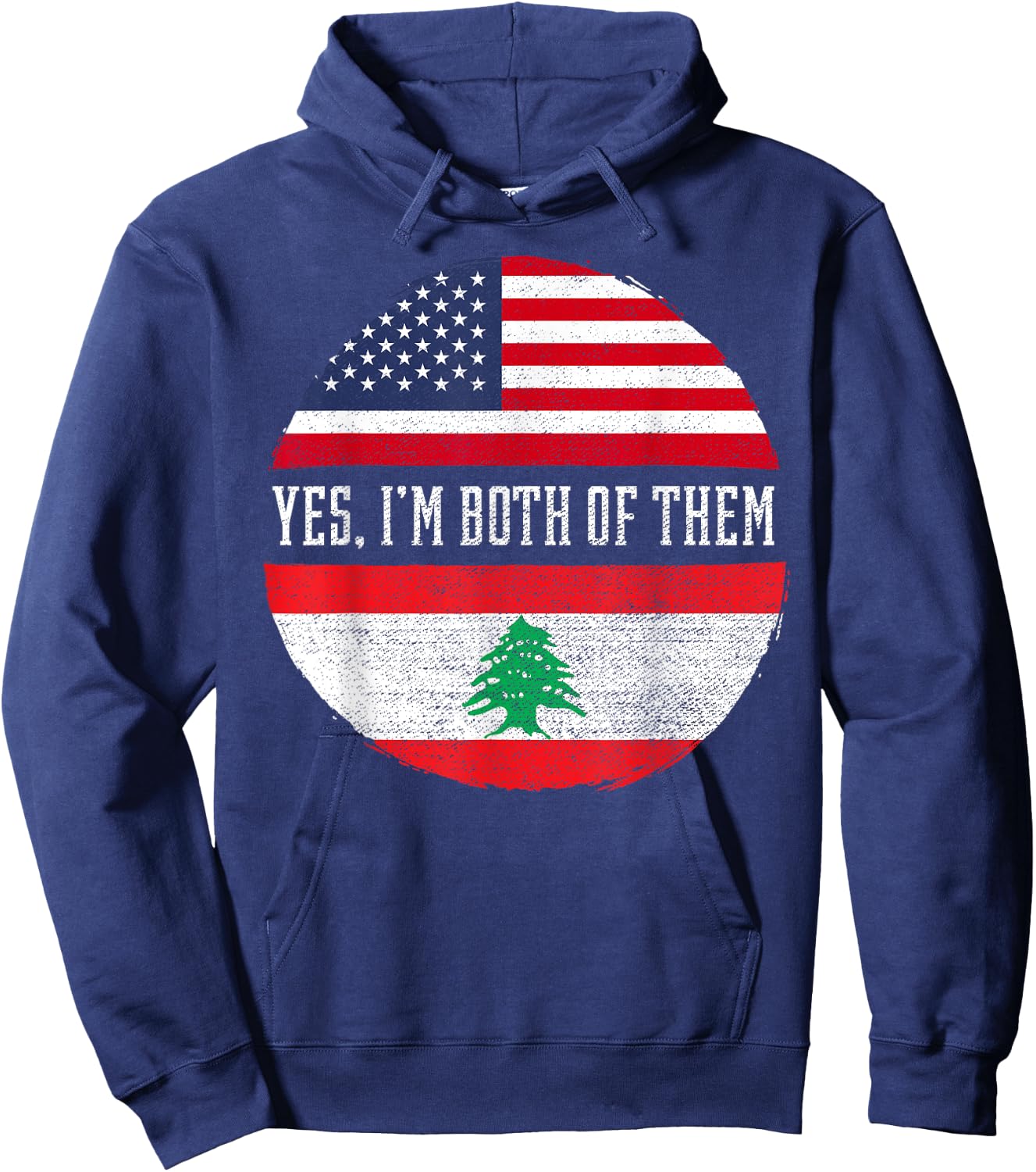 Half American Half Lebanese USA Flag Lebanon Heritage DNA Kids Men Hoodie - Hoodie | Navy