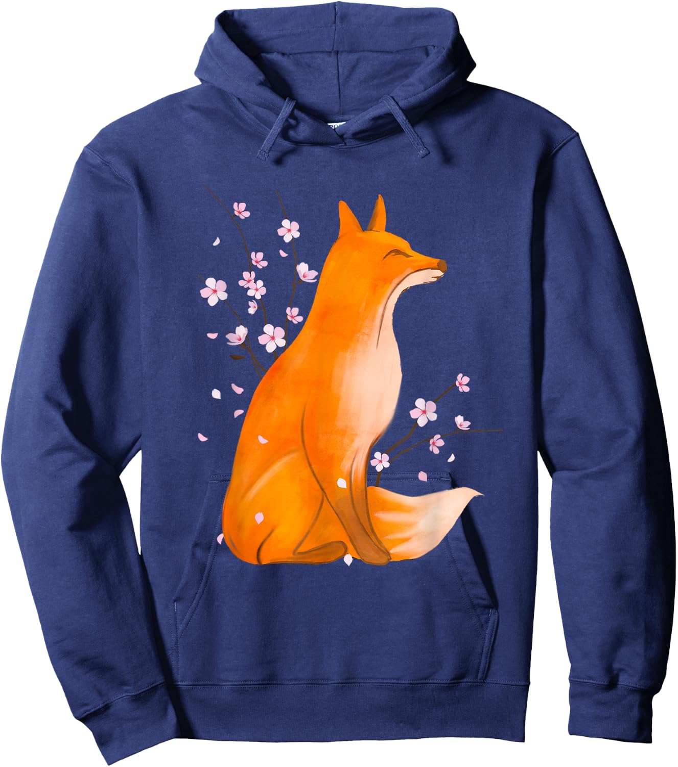Cherry Blossom Japanese Fox - Zookeeper Animal Lover Camper Hoodie - Hoodie | Navy