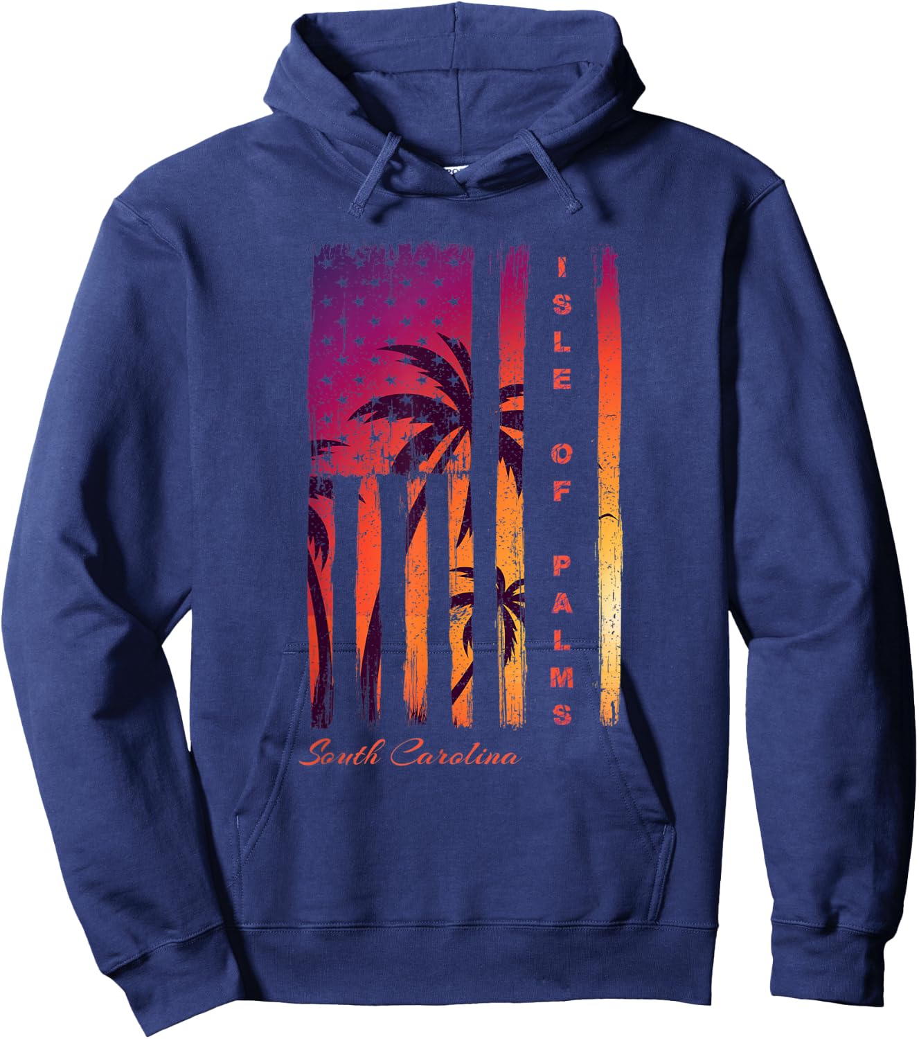 Isle of Palms South Carolina Distressed Retro USA Flag IOP Kids Men Hoodie - Hoodie | Navy