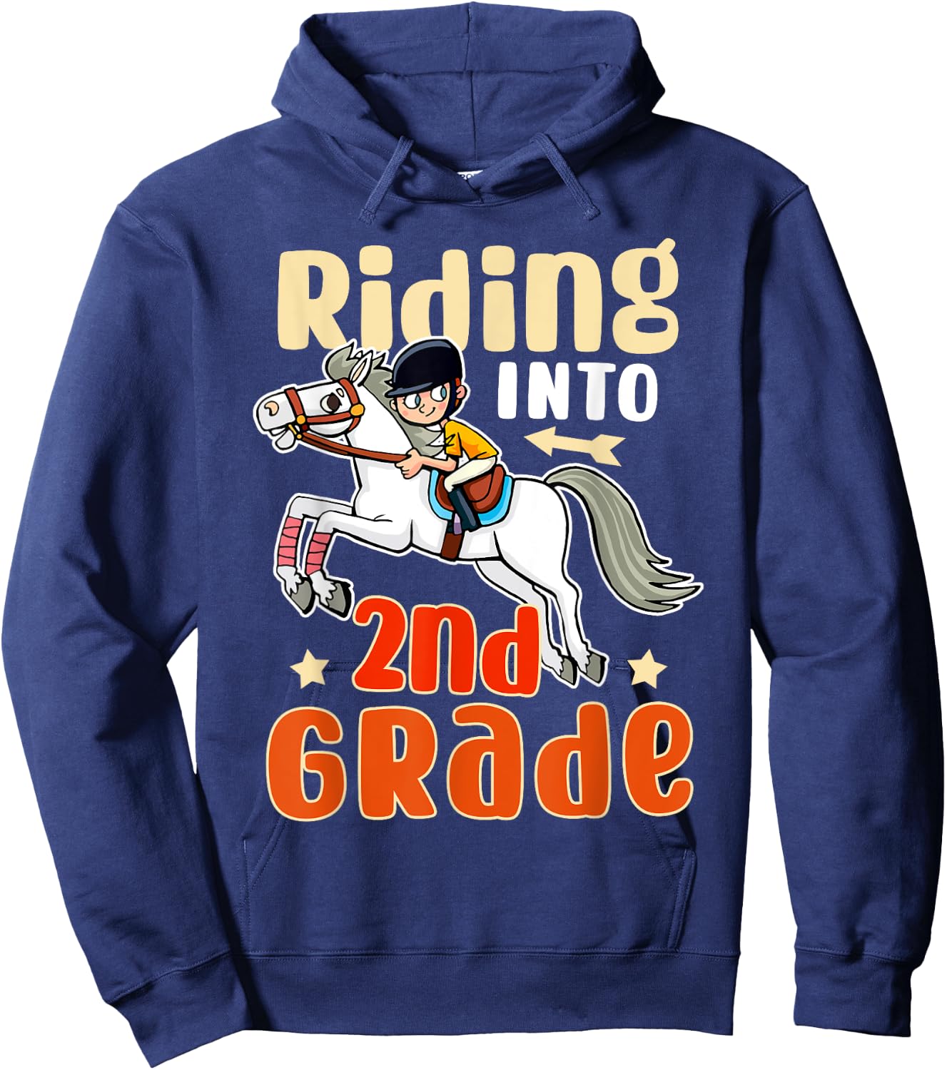Funny Horse Lover Riding Into 2nd Grade Back To School Hoodie - Hoodie | Navy