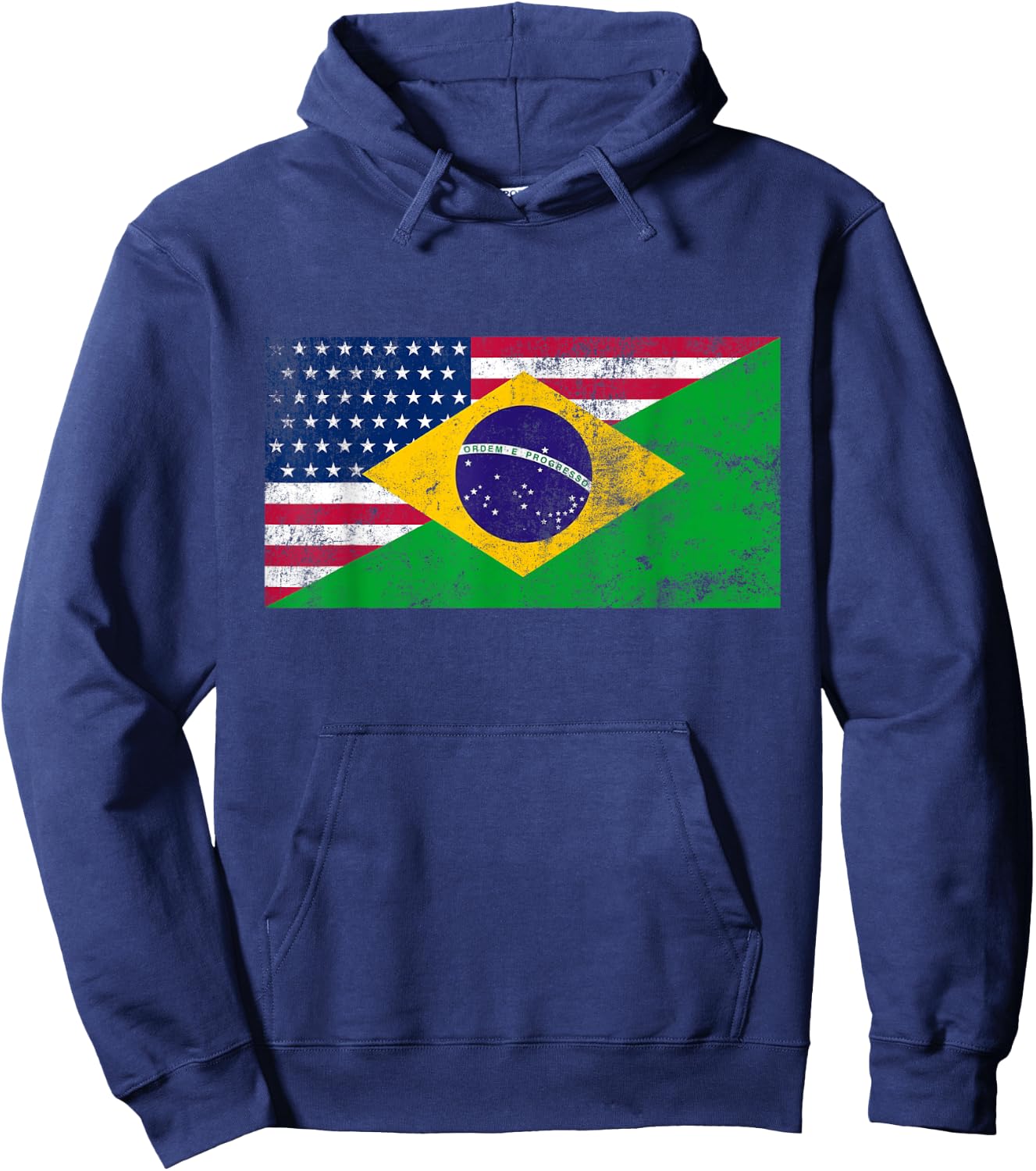 Brazil Shirt Brasil Soccer USA America Flag Jersey Men Women Hoodie - Hoodie | Navy
