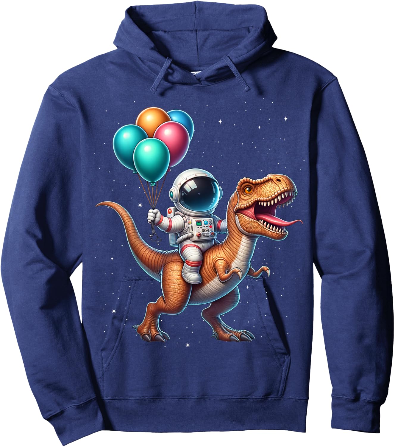 Astronaut Riding Dinosaur T Rex. Astronaut Space Birthday Hoodie - Hoodie | Navy