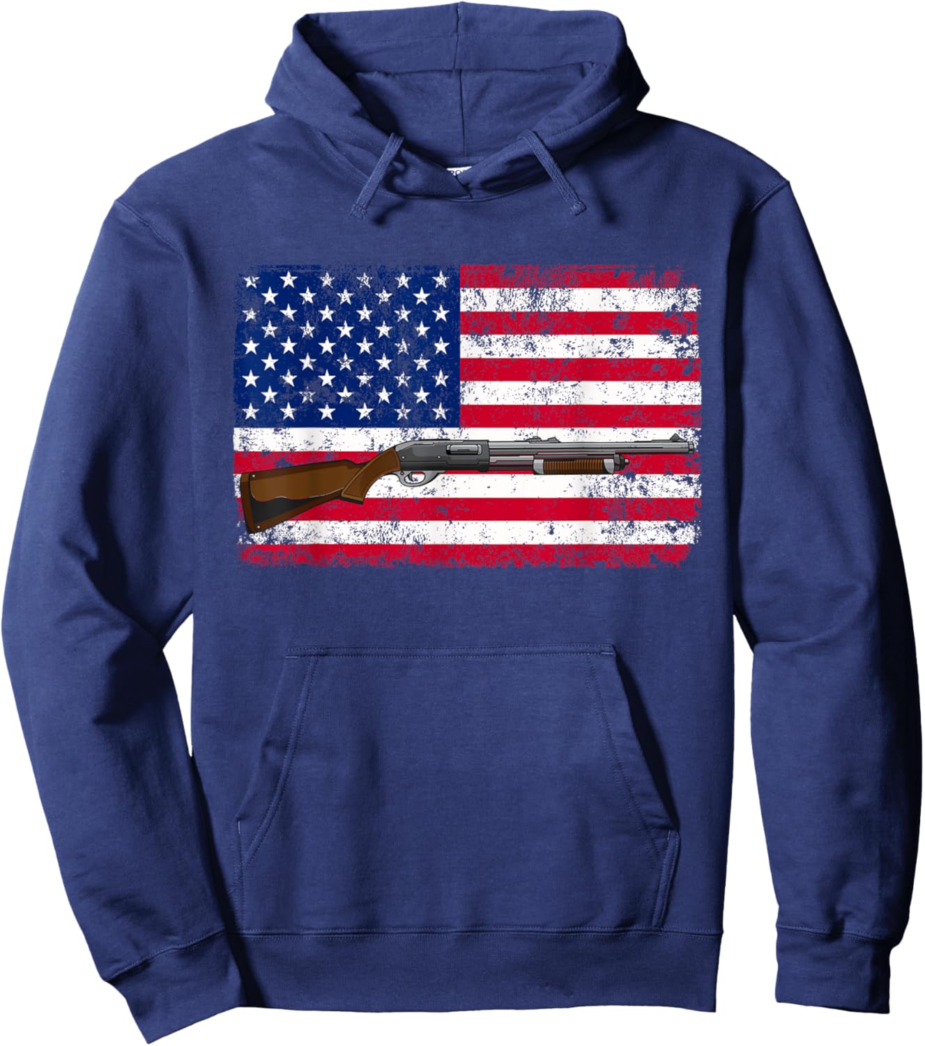 Clay Pigeon Shooting USA Shotgun Flag - Shotgun Hoodie - Hoodie | Navy