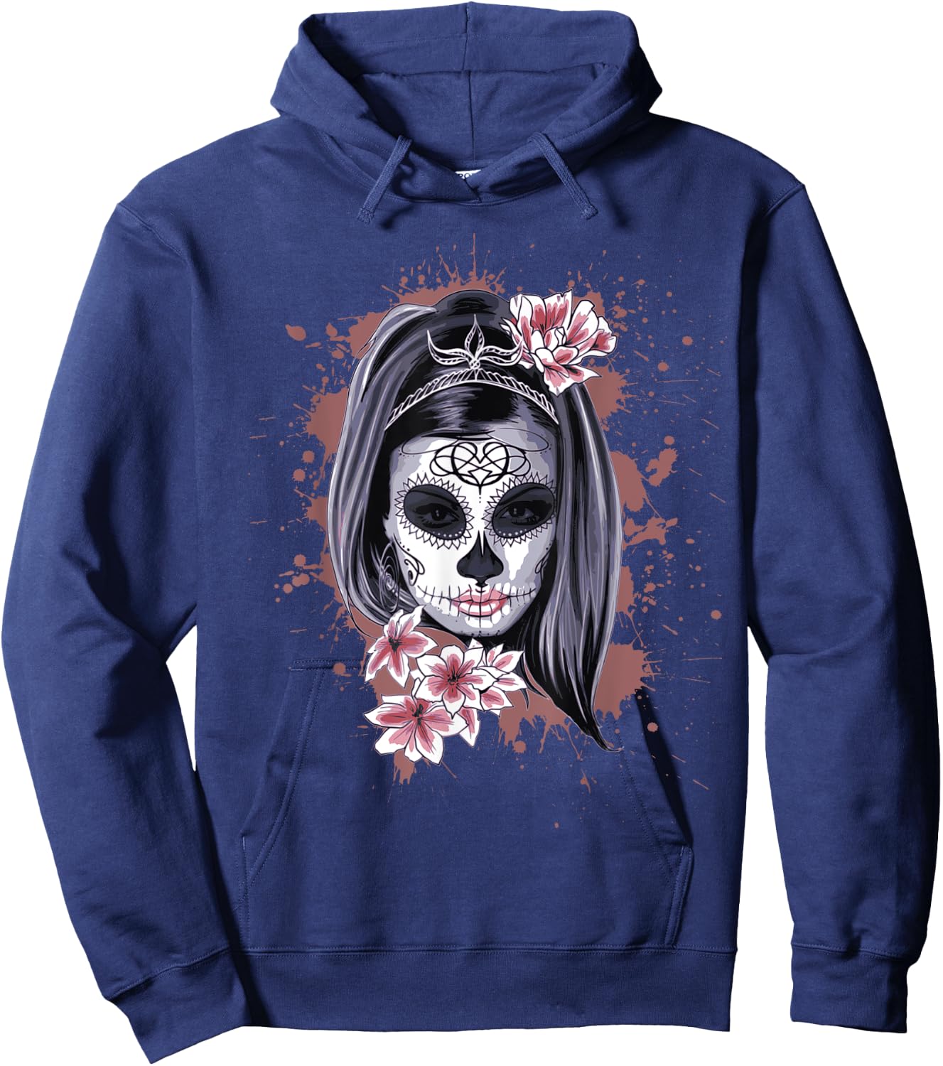La Calavera Catrina Halloween Candy Sugar Skull Girl Hoodie - Hoodie | Navy