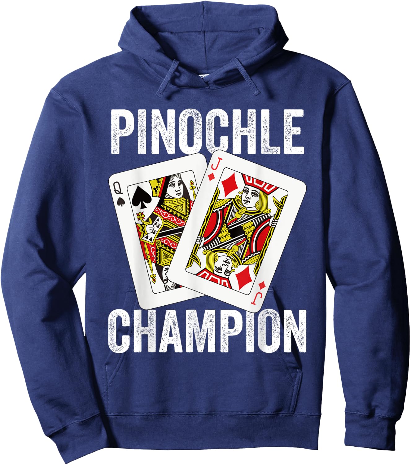 Retro Pinochle Champion Card Game Player Matching Novelty Hoodie - Hoodie | Navy