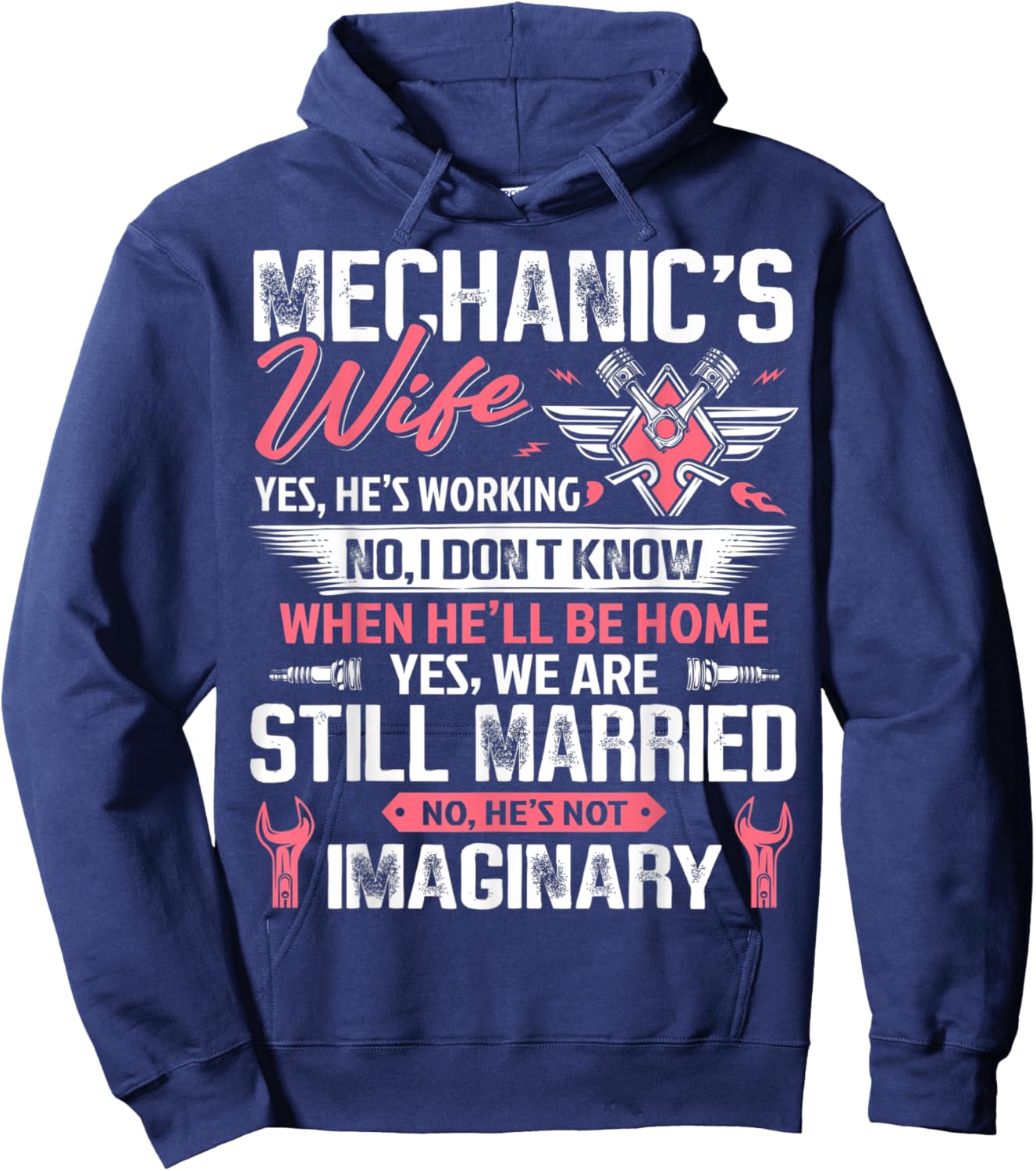 Mechanic Wife Funny Auto Car Mechanic's Wife Women Girl Hoodie - Hoodie | Navy
