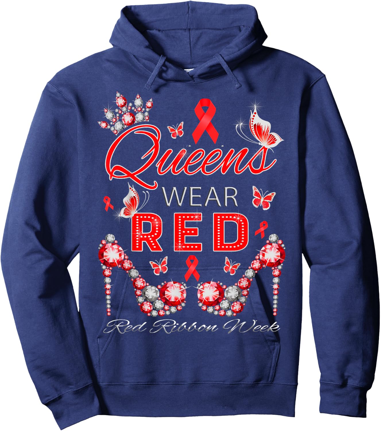 Queens wear red just say no say yes red ribbon week shirt Hoodie - Hoodie | Navy