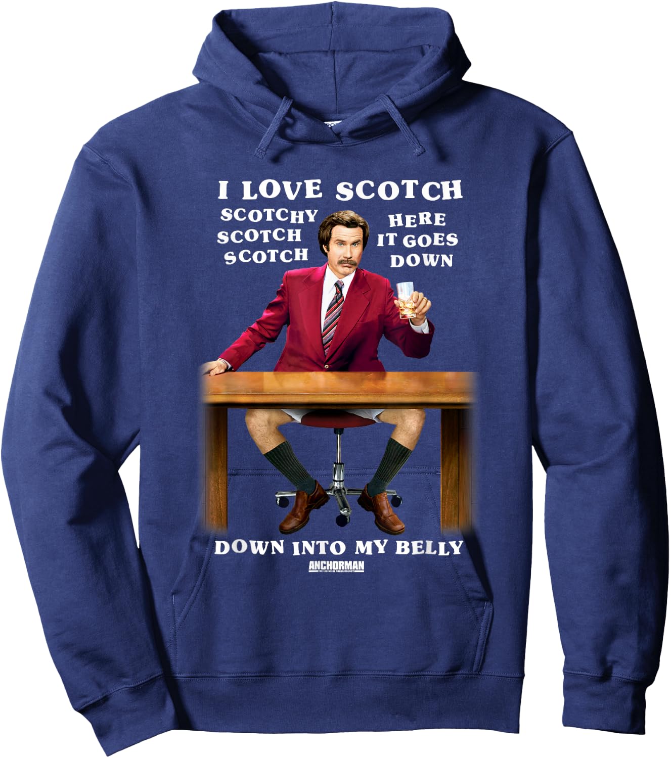 Anchorman Ron I Love Scotch Hoodie - Hoodie | Navy