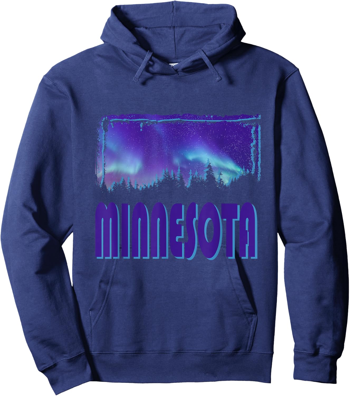 Minnesota - Northern Lights - Aurora Borealis - Night Stars Hoodie - Hoodie | Navy