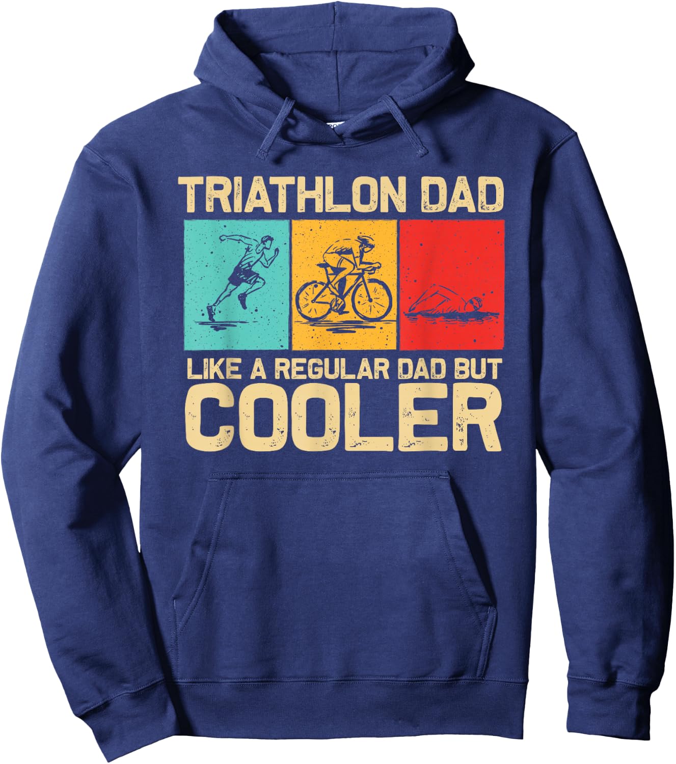 Funny Triathlon Design Dad Swim Bike Run Triathletes Hoodie - Hoodie | Navy