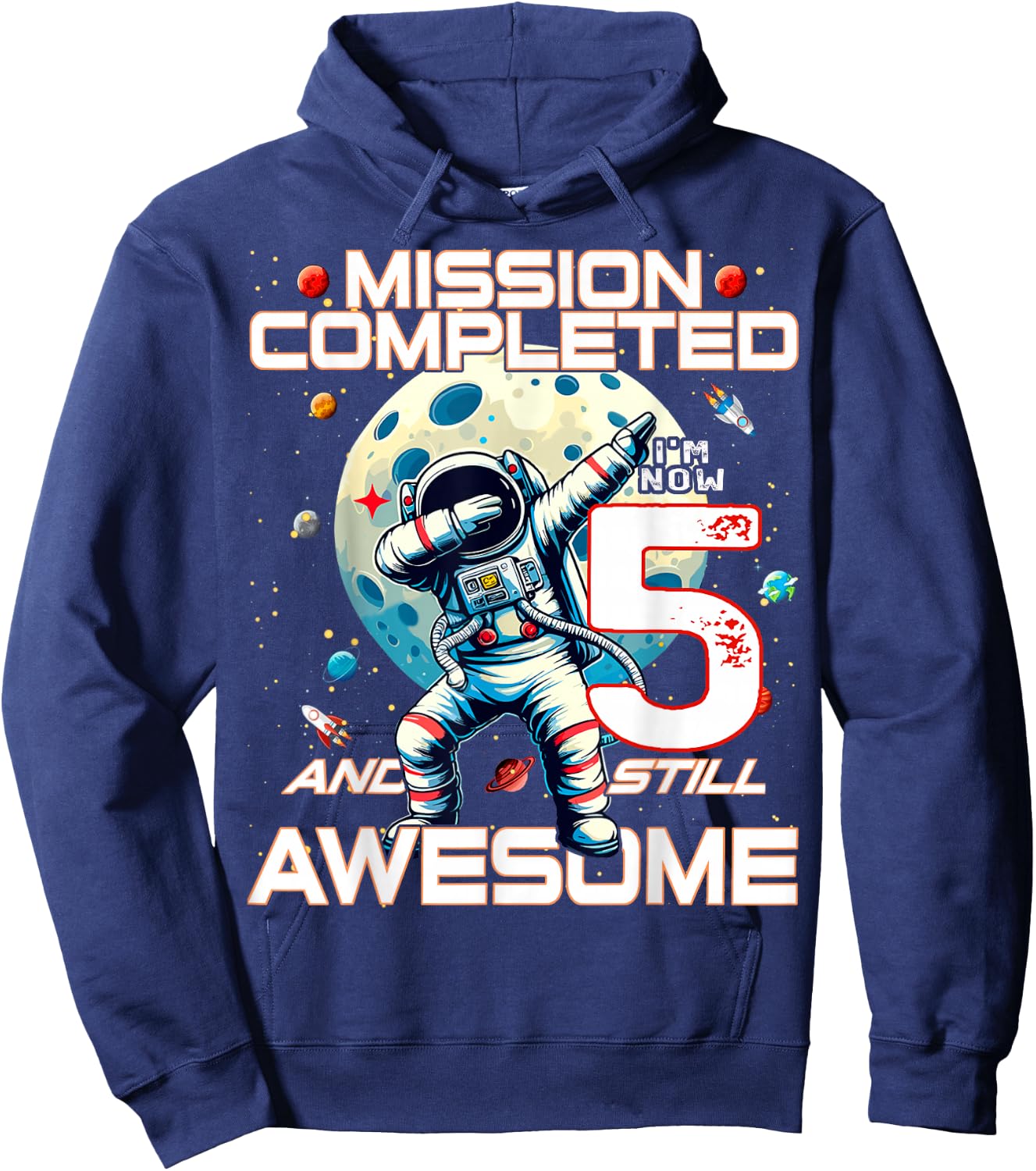 5th Birthday Astronaut Astronomy 5th Year Old Birthday Hoodie - Hoodie | Navy