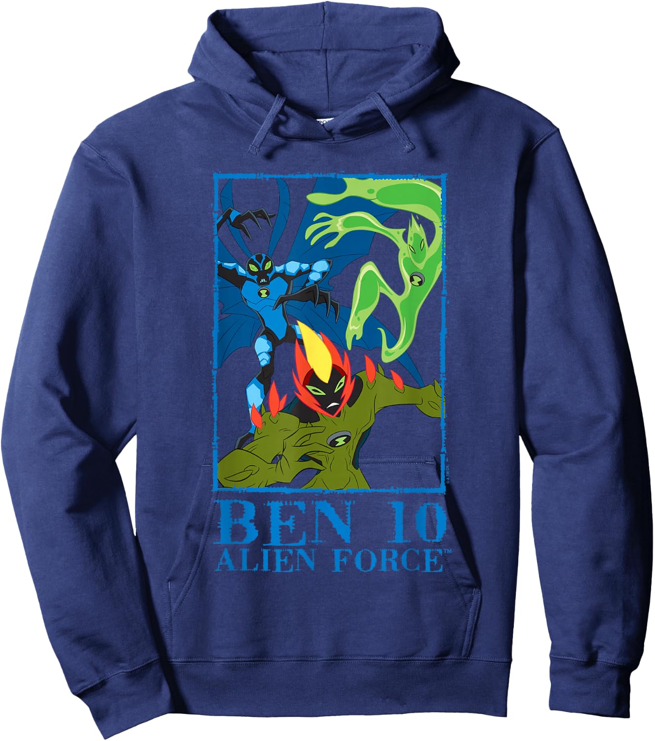 Ben 10: Alien Force Big Chill Swampfire & Goop Epic Poster Hoodie - Hoodie | Navy