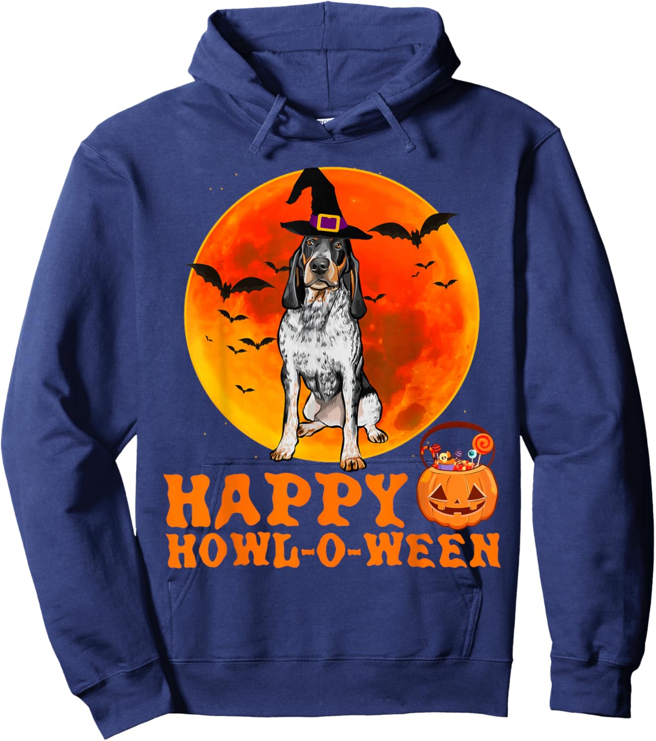 Funny Bluetick Coonhound Dog Halloween Happy Howl-o-ween Men Women Hoodie - Hoodie | Navy
