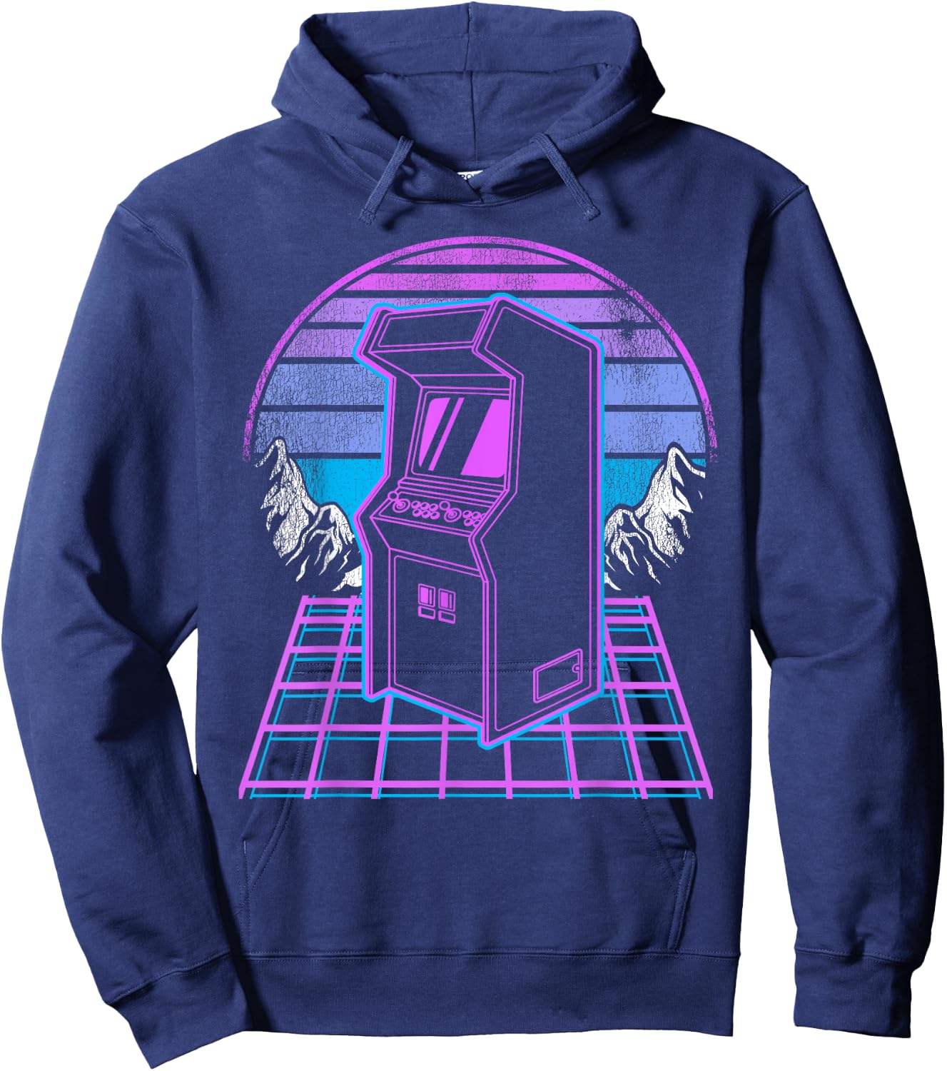 Arcade Machine Synthwave 90s Video Games Retro Gaming Hoodie - Hoodie | Navy