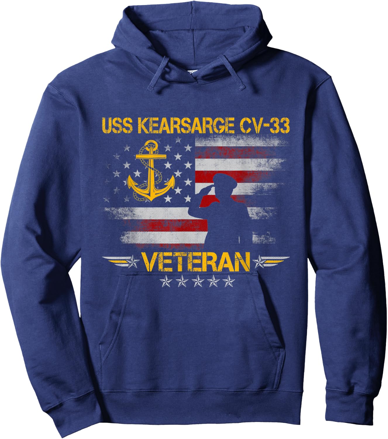 USS Kearsarge (CV-33) Aircraft Carrier Veteran Flag Vintage Hoodie - Hoodie | Navy