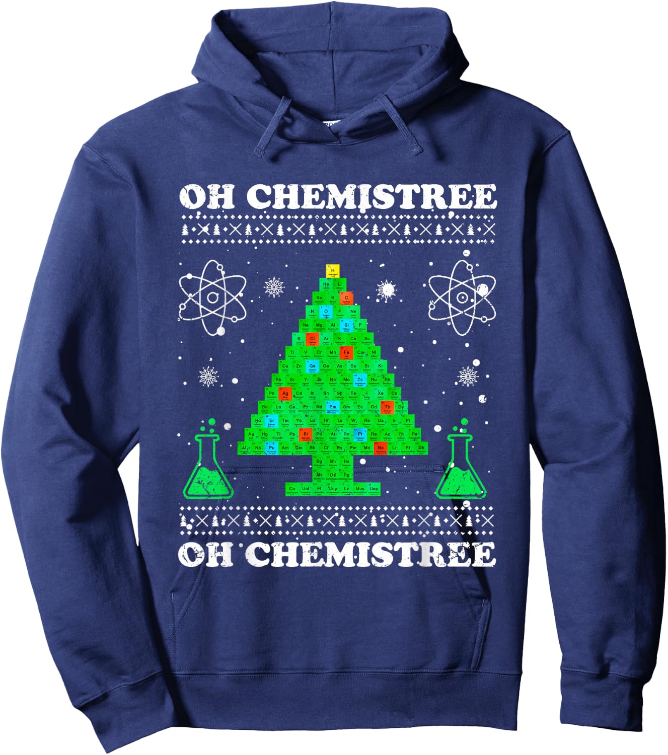 Vintage Oh Chemistree Science Christmas Ugly Chemistry Xmas Hoodie - Hoodie | Navy