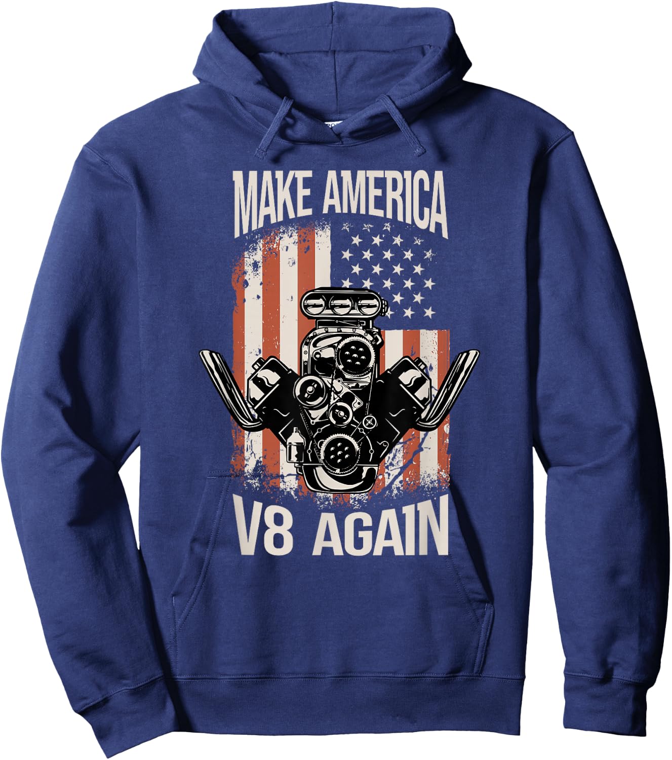 Make America V8 again Muscle Car USA Flag Engine V8 Hoodie - Hoodie | Navy