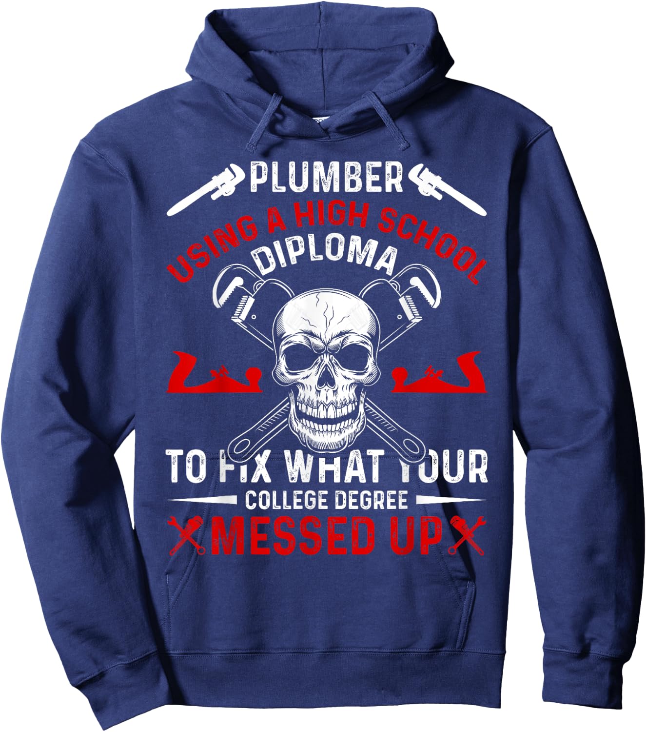 Funny Plumbing Graphic Design Plumber Dad Husband Men Hoodie - Hoodie | Navy