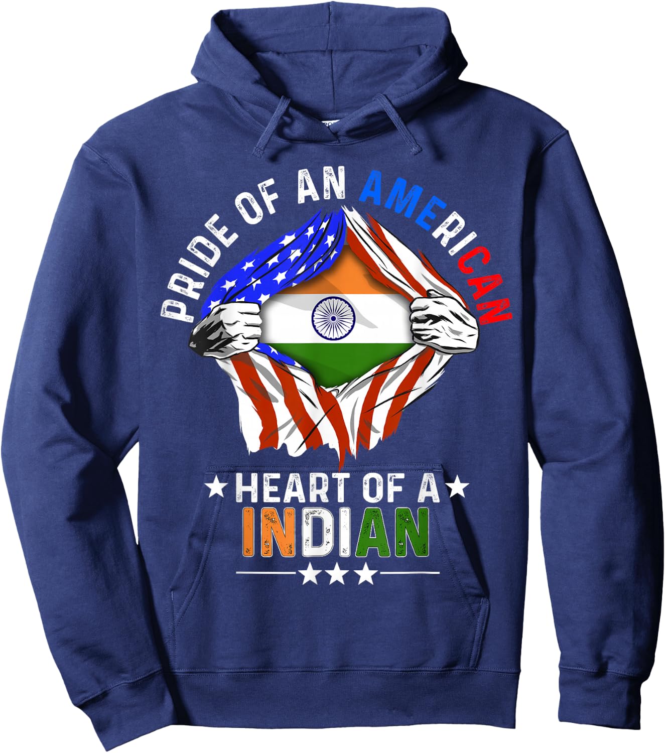 Indian American America Pride Foreign Country India Flag Hoodie - Hoodie | Navy