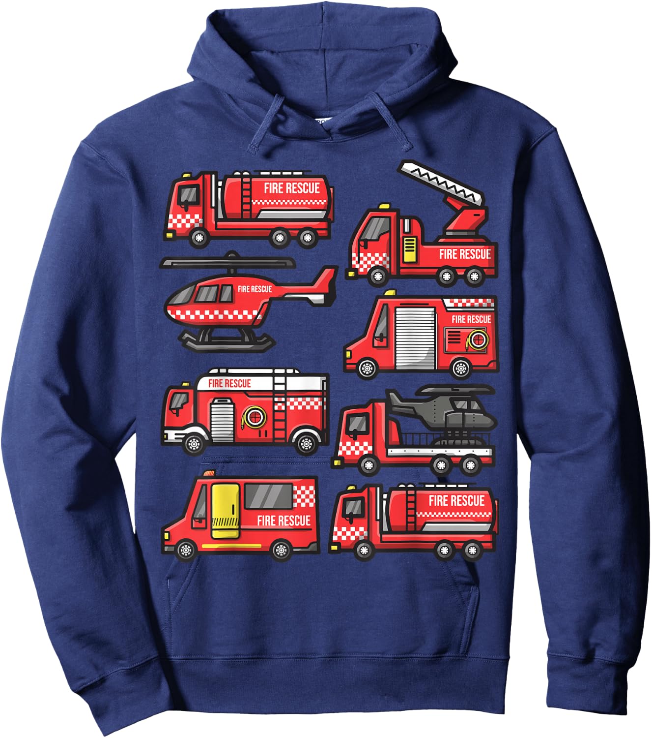 Fire Truck Trucker trailer Ladder Toddler Kids Boys Hoodie - Hoodie | Navy