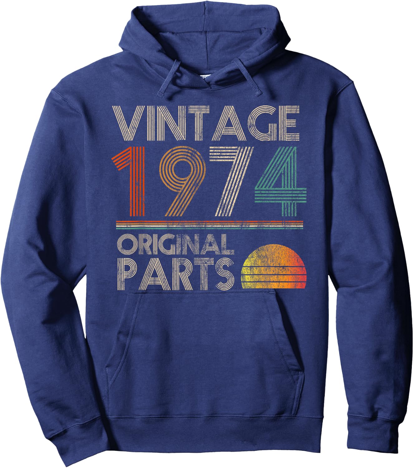 Vintage Original Parts Birthday 1974 48th Retro Style Hoodie - Hoodie | Navy