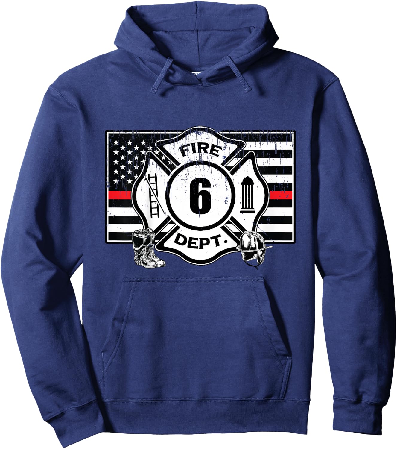 6th Birthday Firefighter Fire Truck 6 Year Old Hoodie - Hoodie | Navy