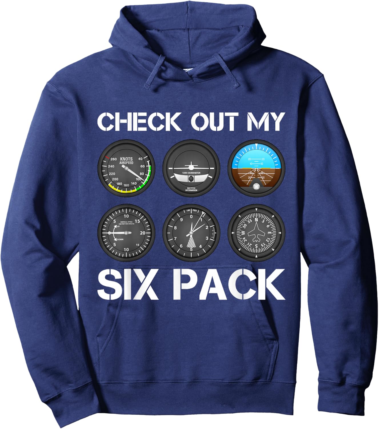 Funny Pilot Top Aeroplane Six Pack Flight Instruments Gift Hoodie - Hoodie | Navy