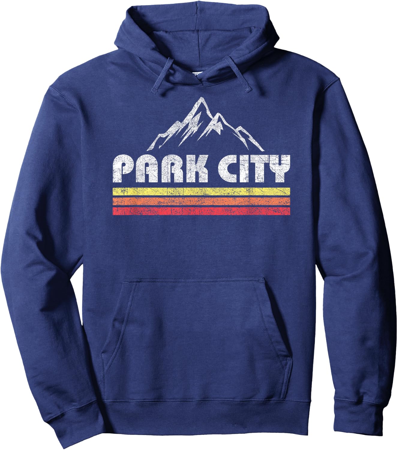Vintage Retro Park City Utah Mountain Faded Bars Ski Sports Hoodie - Hoodie | Navy