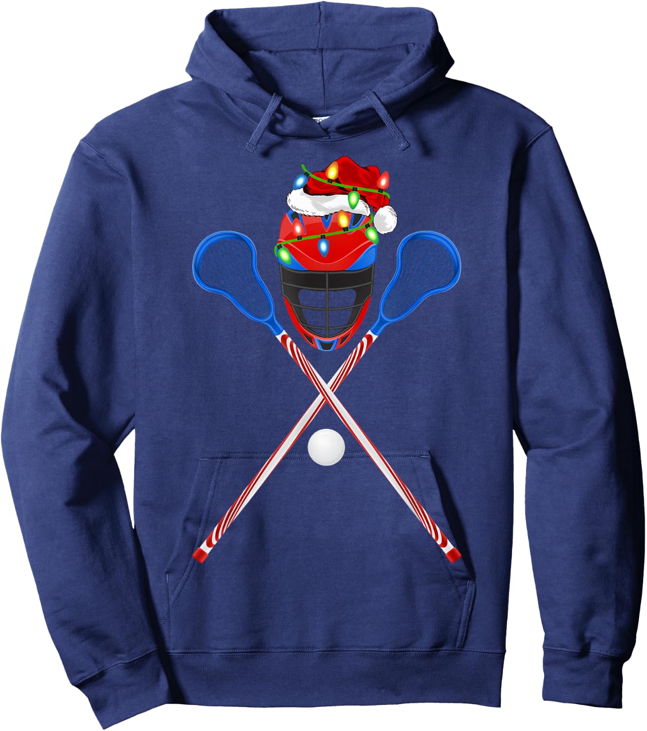 Lacrosse Sports Lover Xmas Santa Hat Lacrosse Christmas Hoodie - Hoodie | Navy