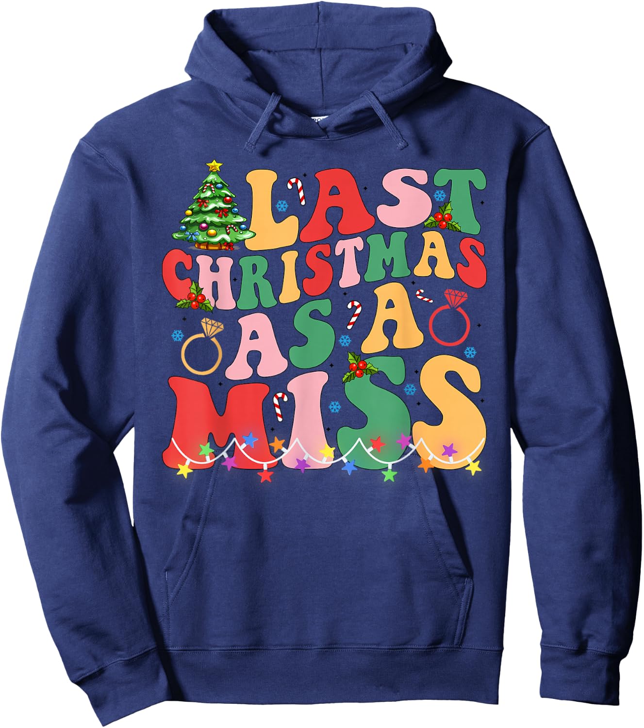 Last Christmas As A Miss Women Engaged Engagement Party Hoodie - Hoodie | Navy