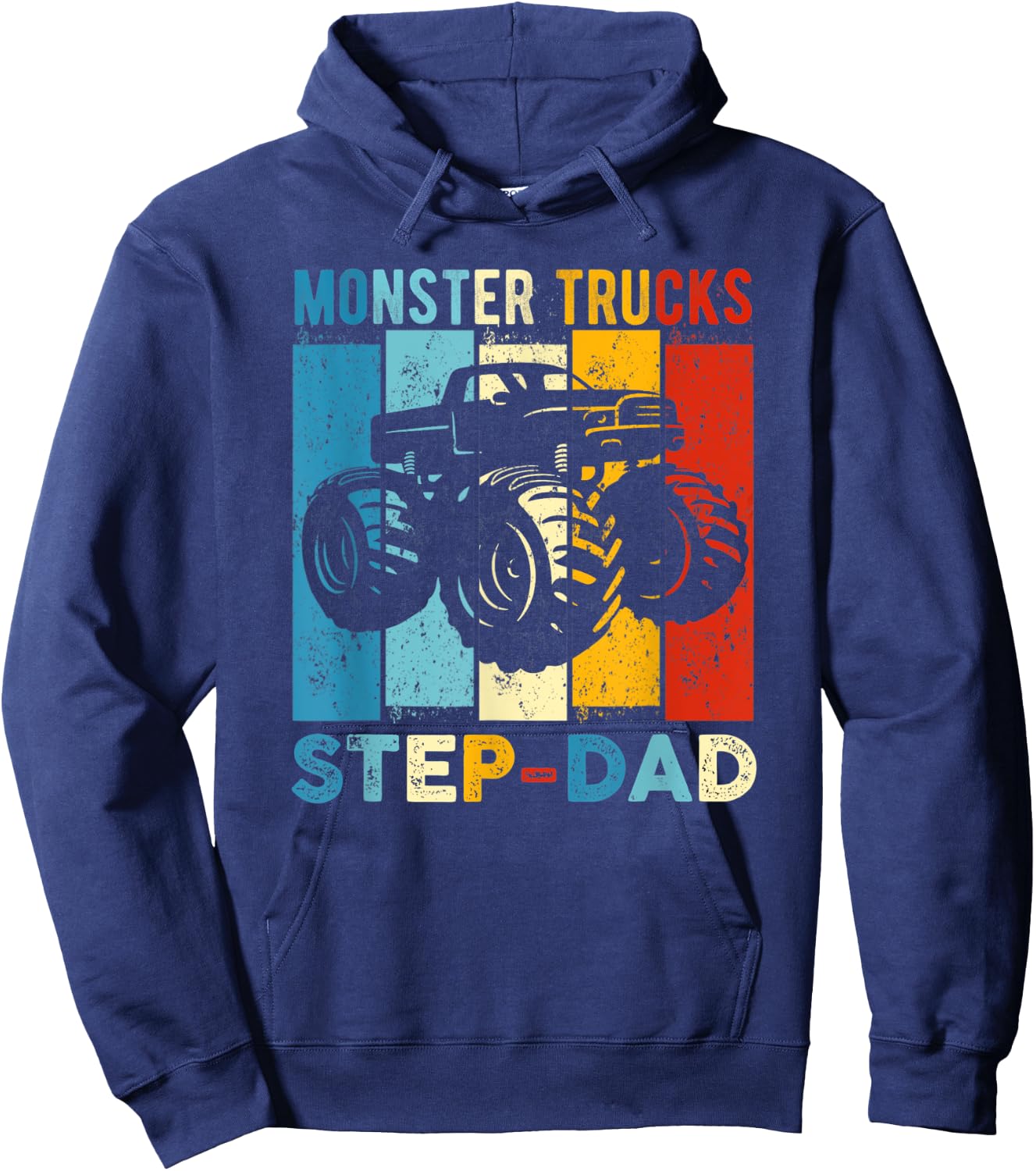 Monster Trucks Step-Dad Vintage Retro Monster Truck Hoodie - Hoodie | Navy