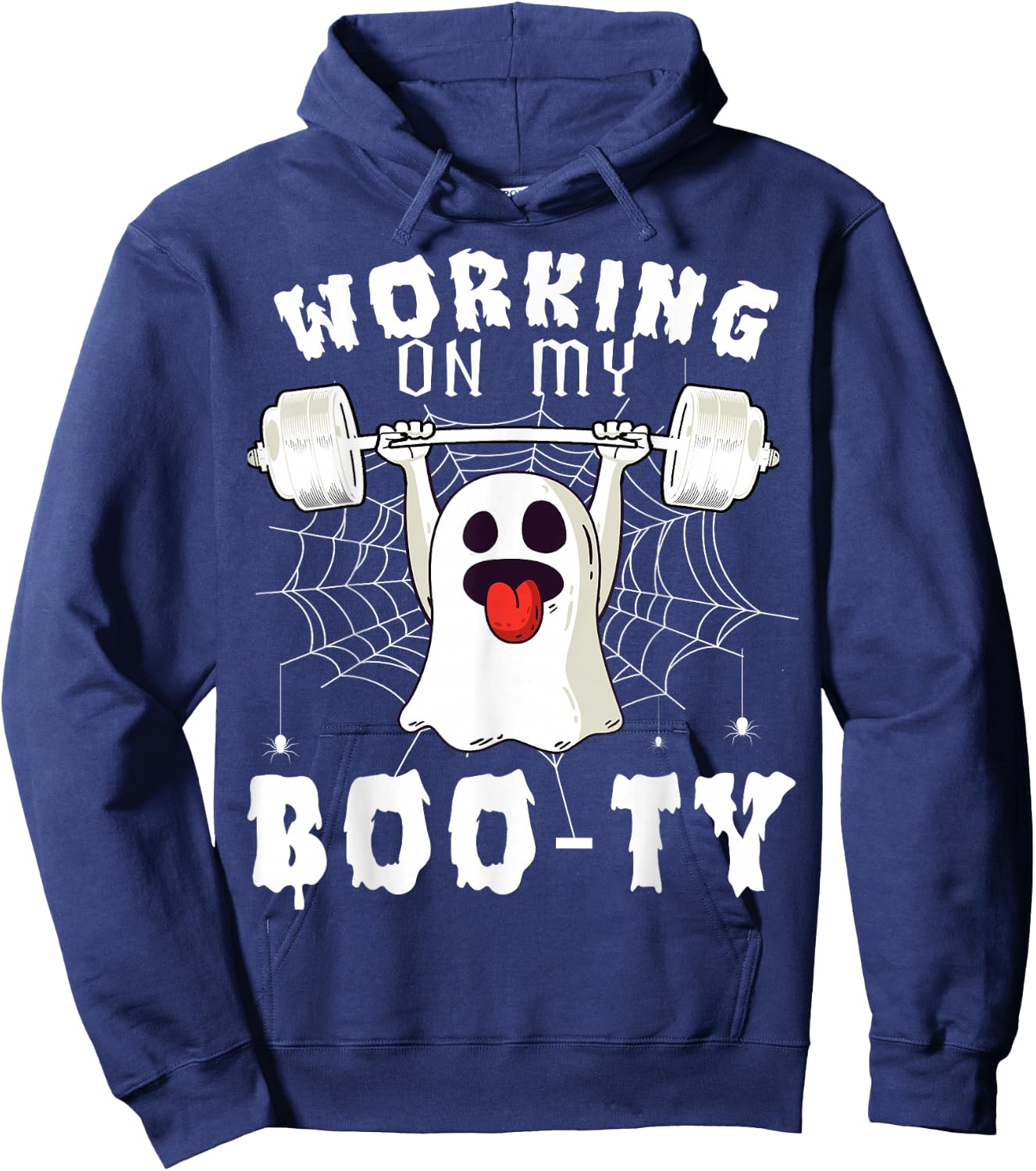 Funny Halloween Workout Gym Working On My Boo-Ty Men Women Hoodie - Hoodie | Navy