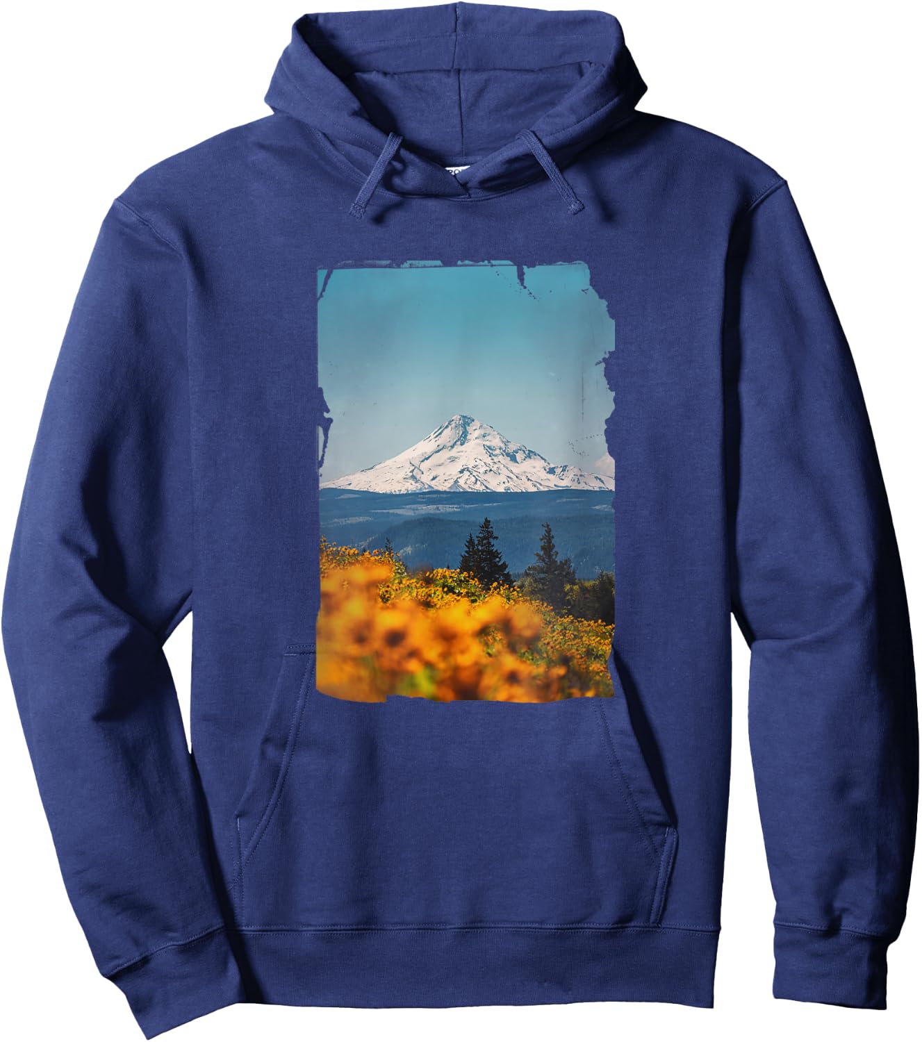 Mt Hood from Columbia River Gorge with Sunflowers Mount Hood Hoodie - Hoodie | Navy