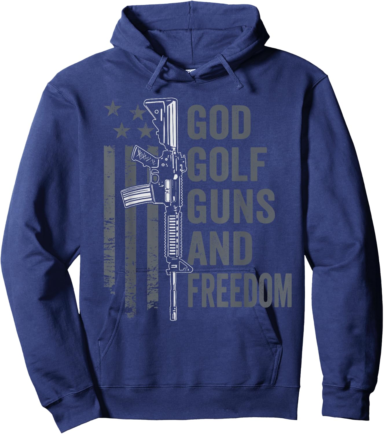 God Golf Guns & Freedom - Funny Pro Gun Golfer Rifle Flag Hoodie - Hoodie | Navy