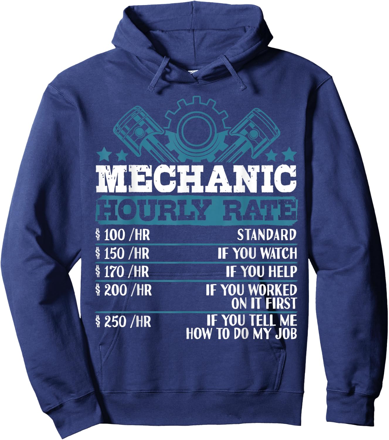Mechanic Hourly Rate | Auto Mechanic Gifts Hoodie - Hoodie | Navy