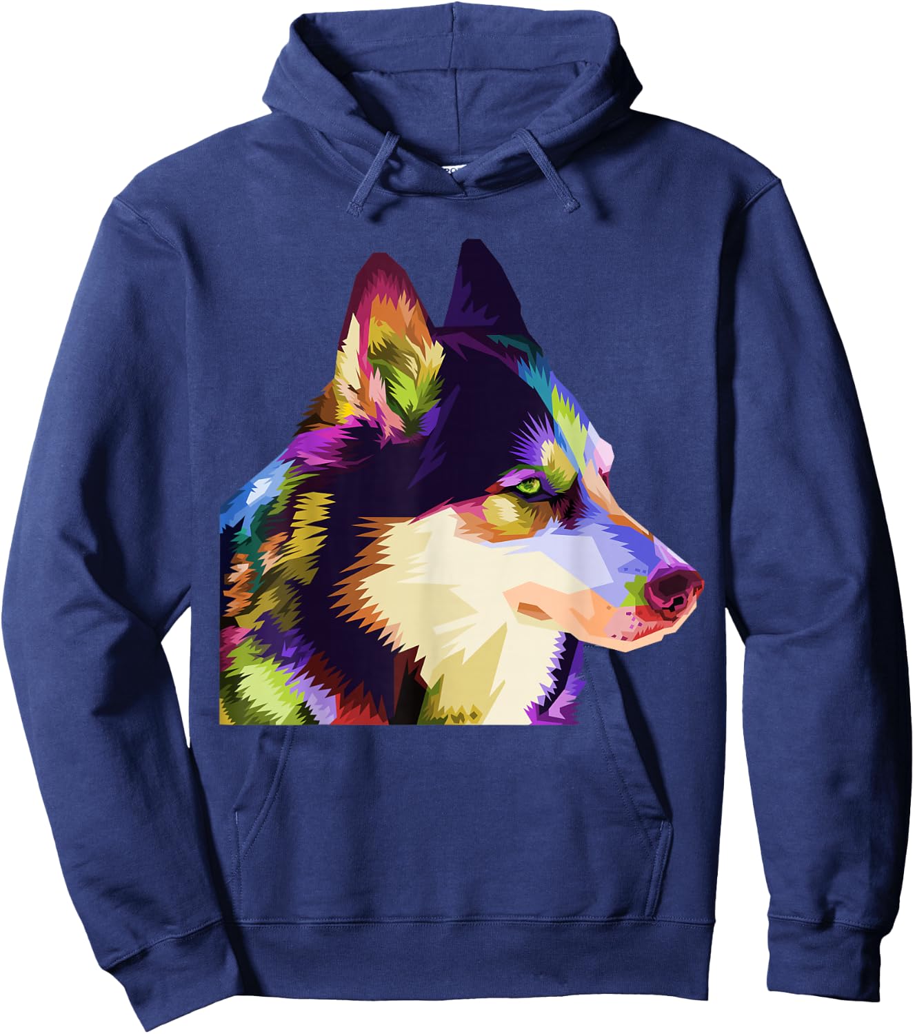 Husky Colorful Pop Art Portrait For Dog Owners Chukcha Sibe Men Women Girls Kids Hoodie - Hoodie | Navy