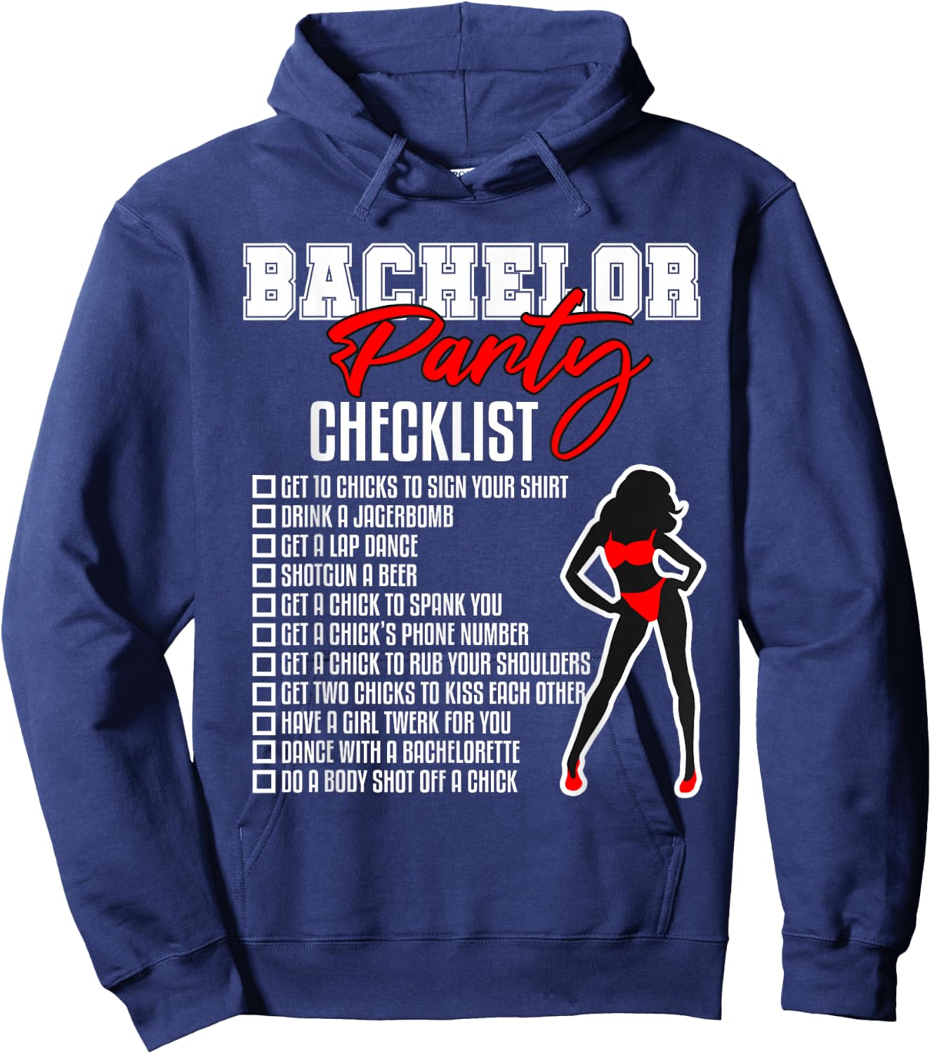 Bachelor Party Checklist Funny Groom Wedding Party Gift Hoodie - Hoodie | Navy