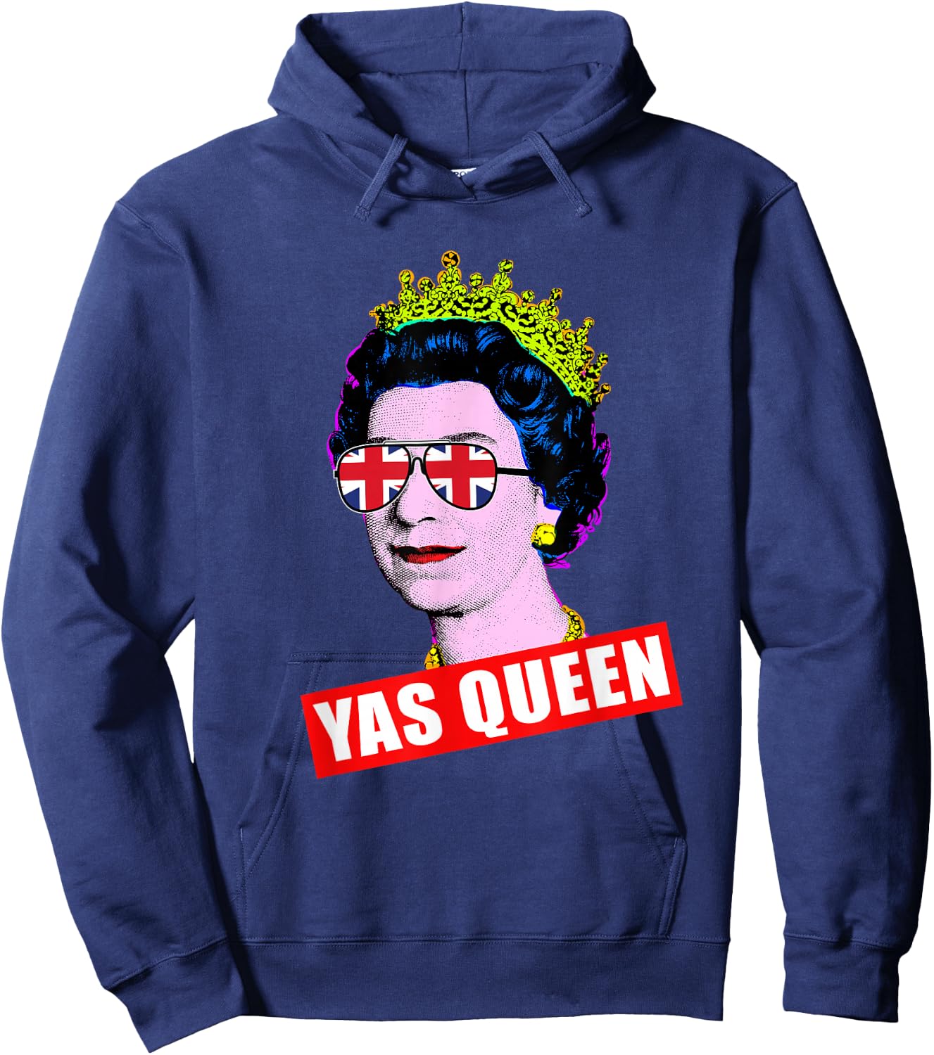 Elizabeth Yas Queen with Sunglasses Queen of England Hoodie - Hoodie | Navy
