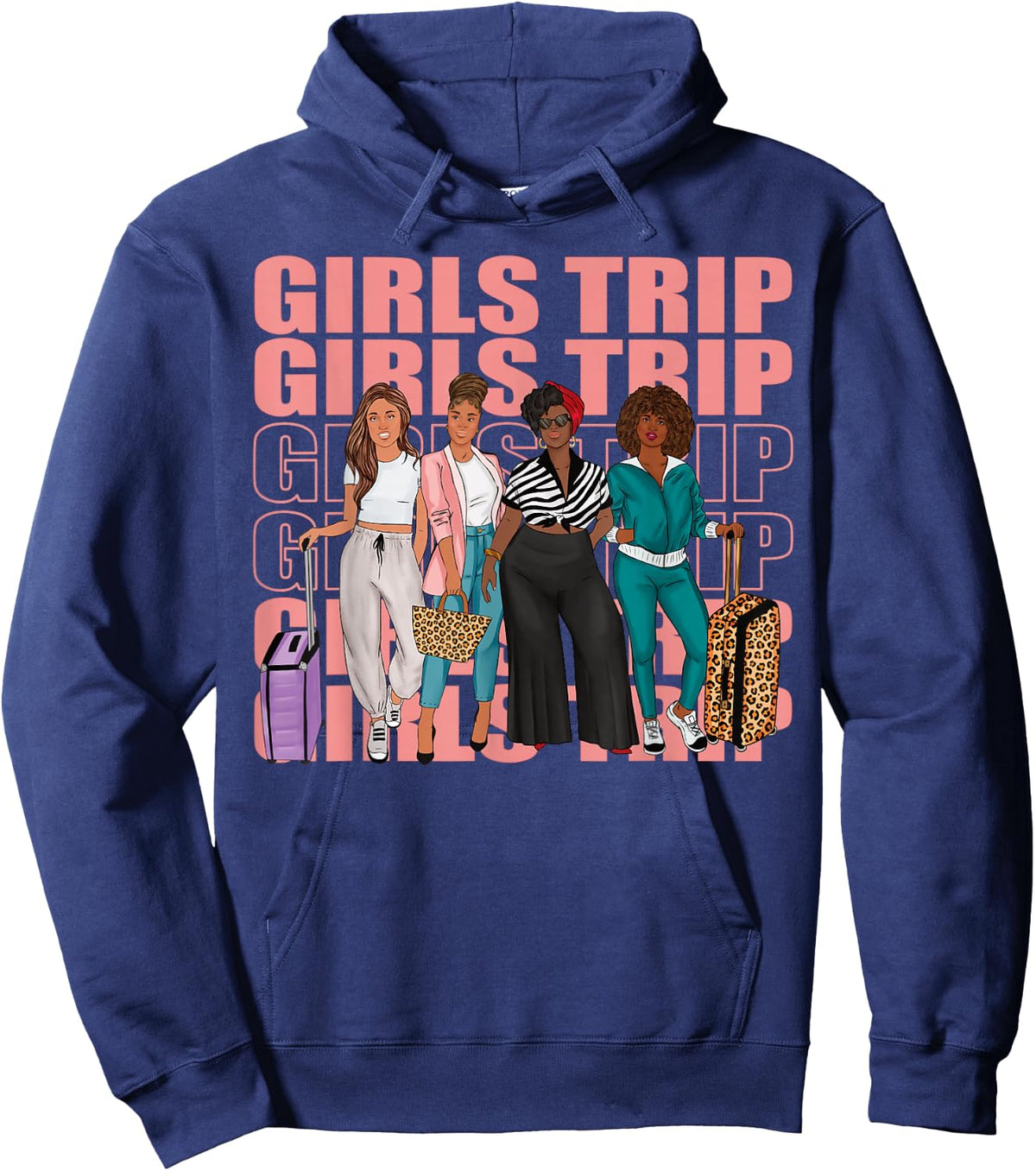 Girls Trip For Melanin Afro Black Vacation Women Hoodie - Hoodie | Navy