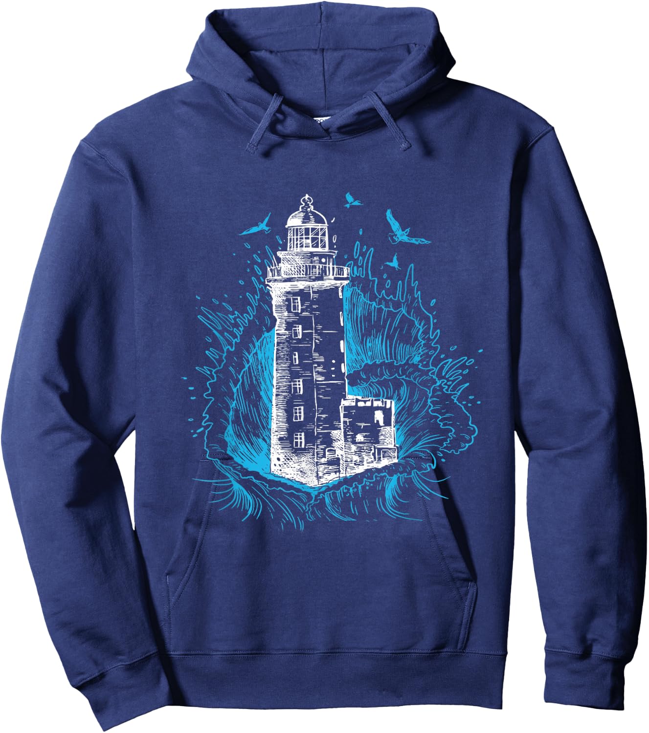 Lighthouse Waves Seagull Seaside Life Beach Lover Hoodie - Hoodie | Navy