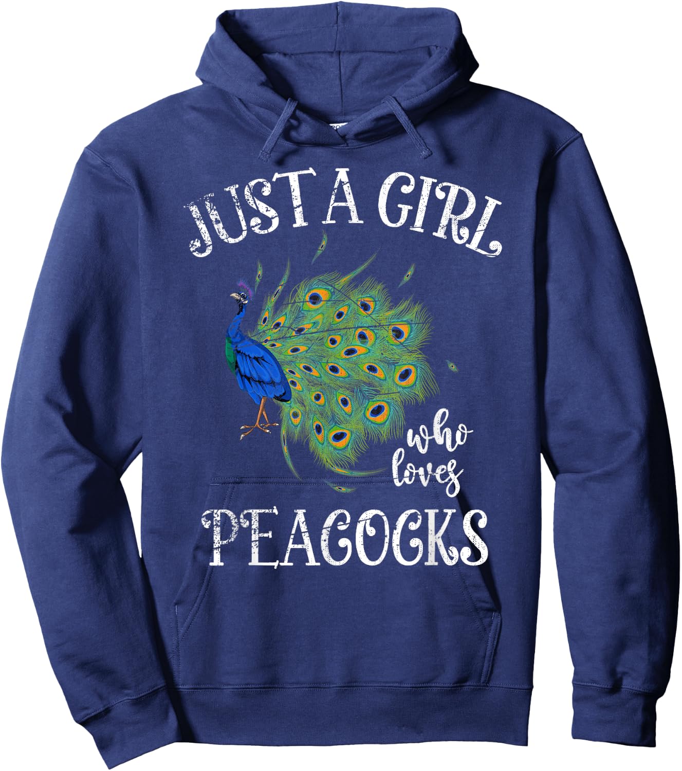 Decorative Peacock Lover Girls Women Zoo Animal Bird Peacock Hoodie - Hoodie | Navy