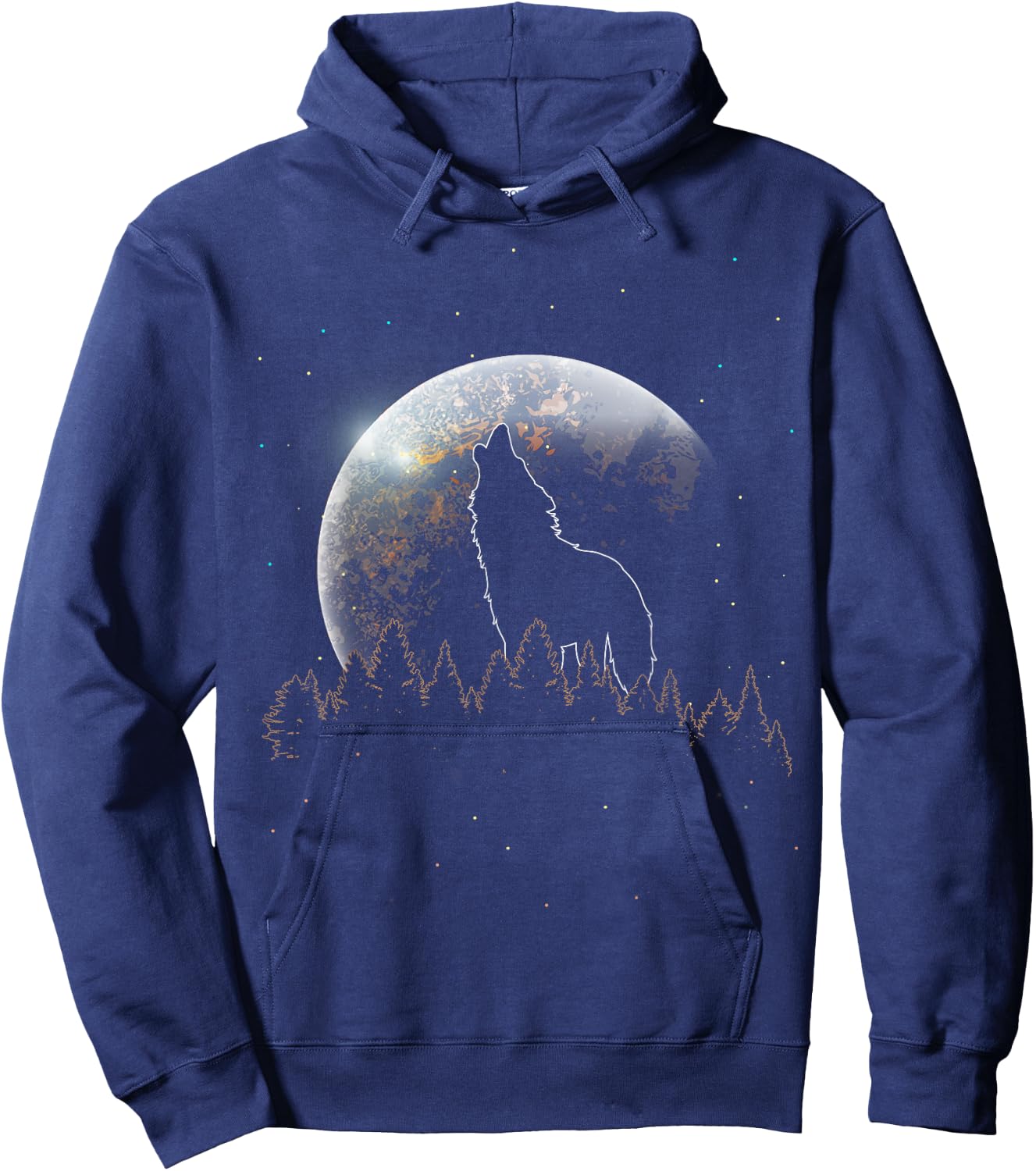 Full Moon Predator Forest Animal Wildlife Howling Wolf Hoodie - Hoodie | Navy