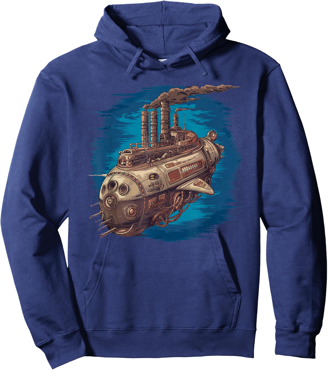Steampunk Spaceship Victorian Mechanical Spacecraft Hoodie - Hoodie | Navy