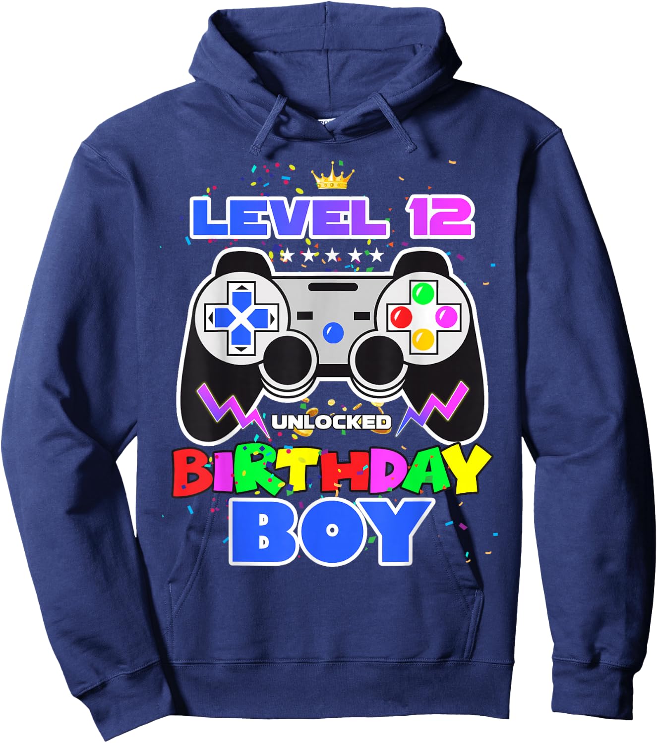 Level 12 Unlocked Birthday Boy 12th Birthday Video Game Hoodie - Hoodie | Navy